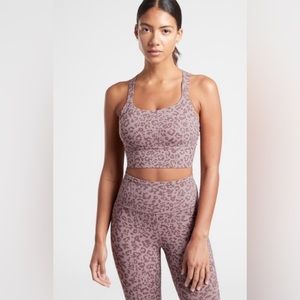 Athleta Warrior Leopard Bra and Elation Leggings small